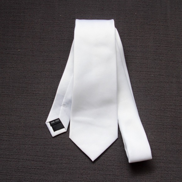 Mens Tie Necktie Solid White Wedding Groom 3"W x 58"L - Picture 4 of 4